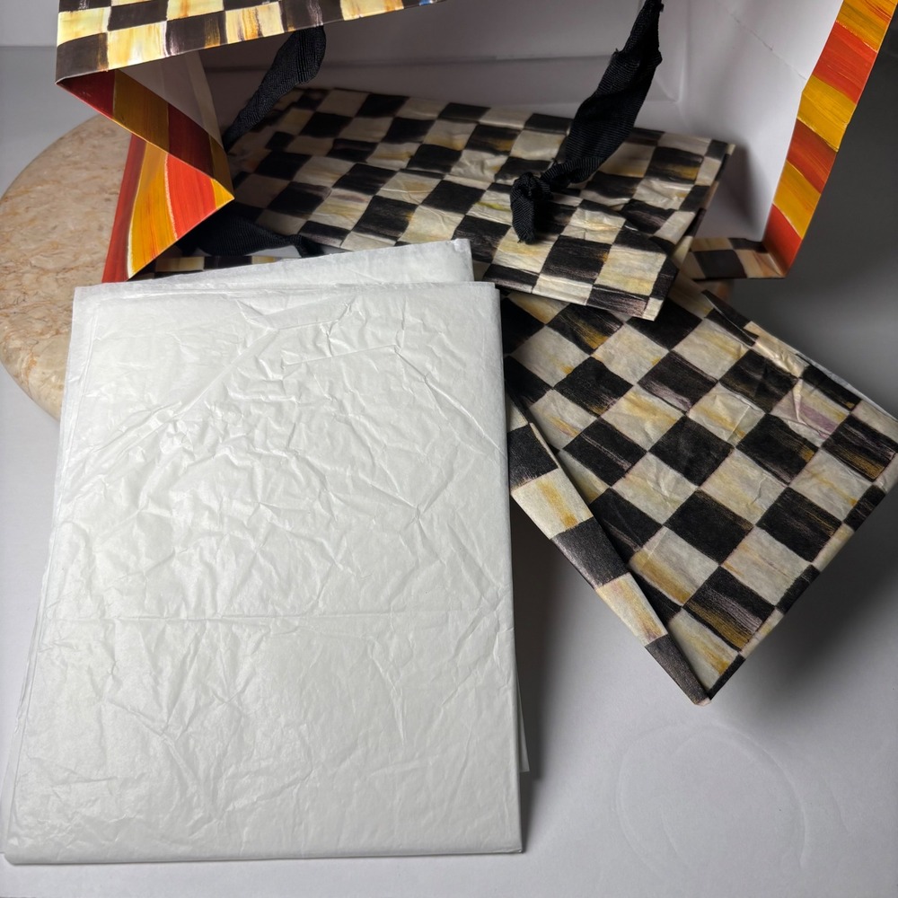 MacKenzie-Childs Shopping Gift Bag Medium Multicolor Courtly Check 8x10x5 - Picture 8 of 8